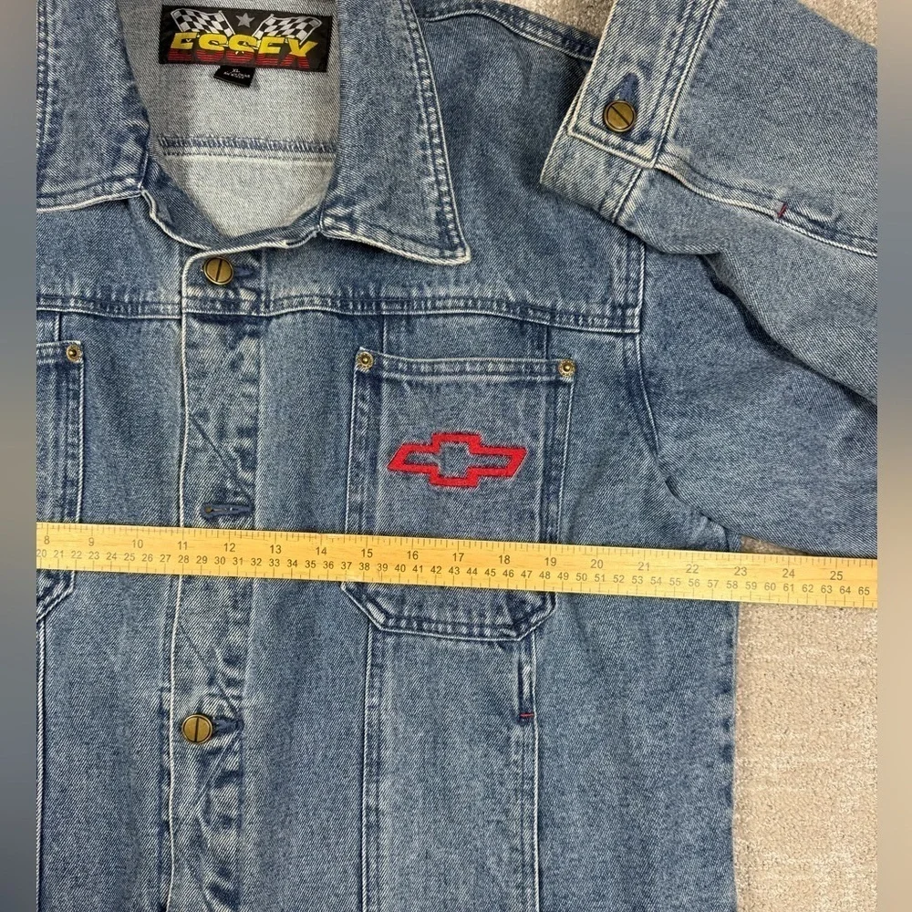 Vintage Essex Chevy NASCAR Racing Jean Jacket Mens Size XL